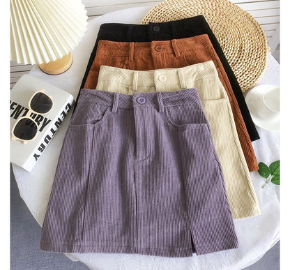 High Waist Corduroy Wide Leg Shorts