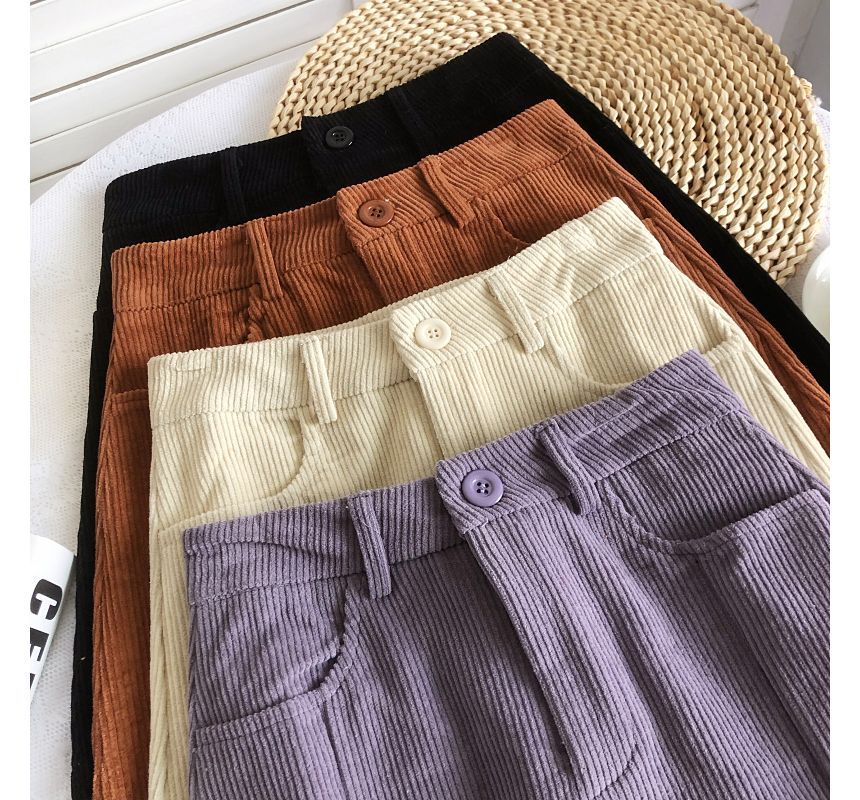 High Waist Corduroy Wide Leg Shorts