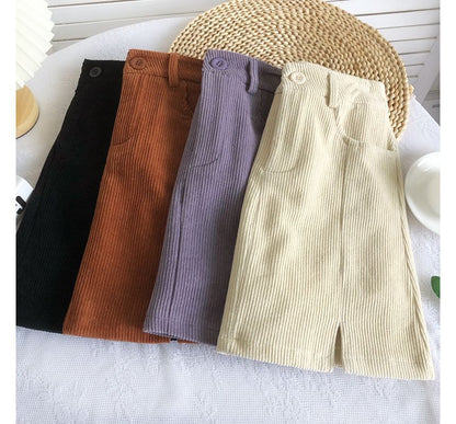 High Waist Corduroy Wide Leg Shorts