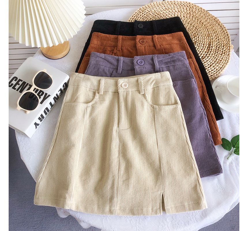 High Waist Corduroy Wide Leg Shorts