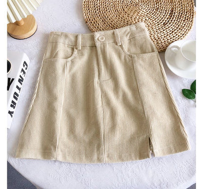 High Waist Corduroy Wide Leg Shorts