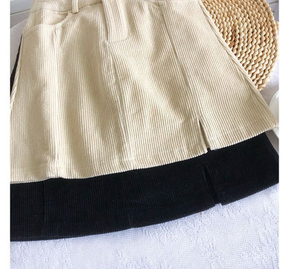 High Waist Corduroy Wide Leg Shorts