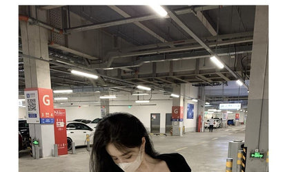 Plain Short-Sleeve T-Shirt Square Neck