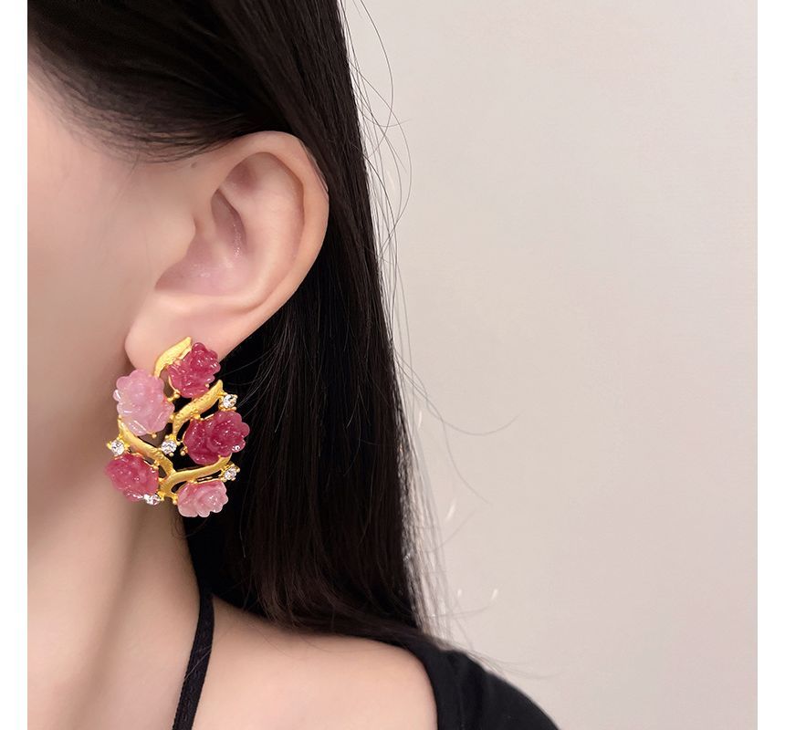 Flower Stud Earring Rhinestone