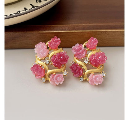 Flower Stud Earring Rhinestone