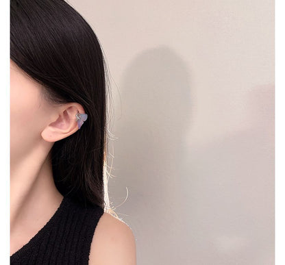 Cuff Earring Rhinestone Butterfly