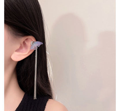 Cuff Earring Rhinestone Butterfly