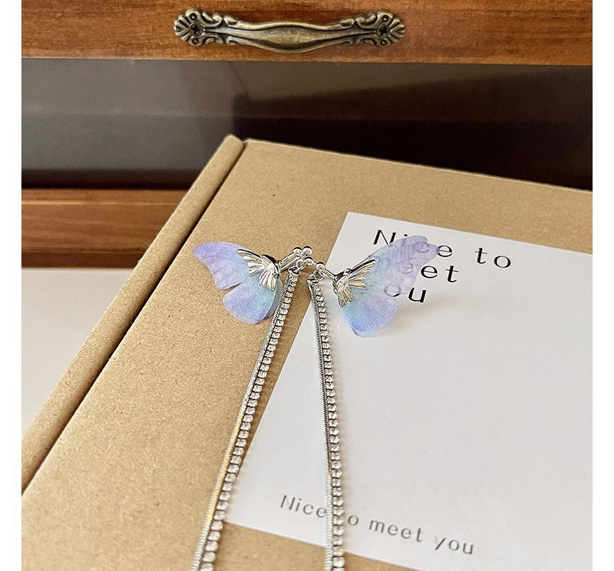 Cuff Earring Rhinestone Butterfly