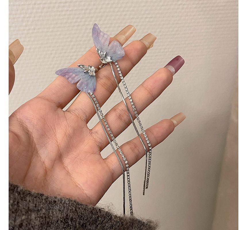 Cuff Earring Rhinestone Butterfly