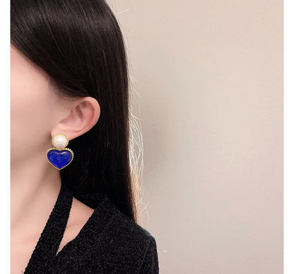 Earring Heart Drop Two Tone