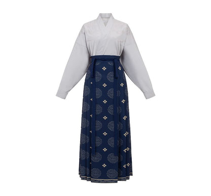 Embroidered Blouse / High Rise Print Pleated Maxi A-Line Wrap Skirt / Set