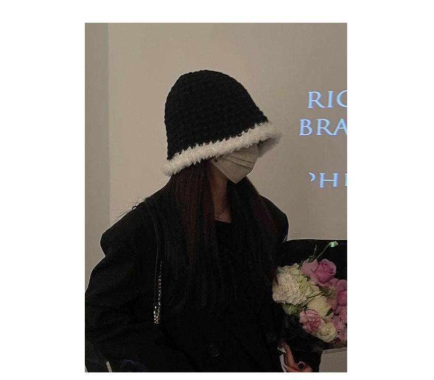 Fluffy Knit Trim Cloche Hat