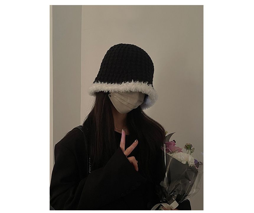 Fluffy Knit Trim Cloche Hat