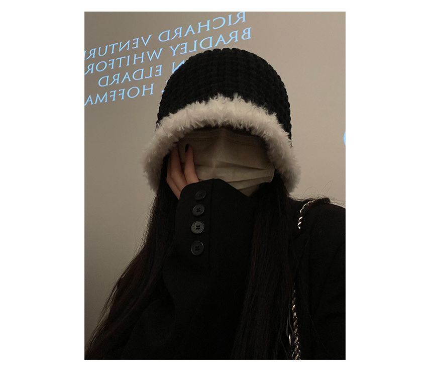 Fluffy Knit Trim Cloche Hat