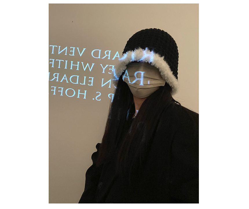 Fluffy Knit Trim Cloche Hat