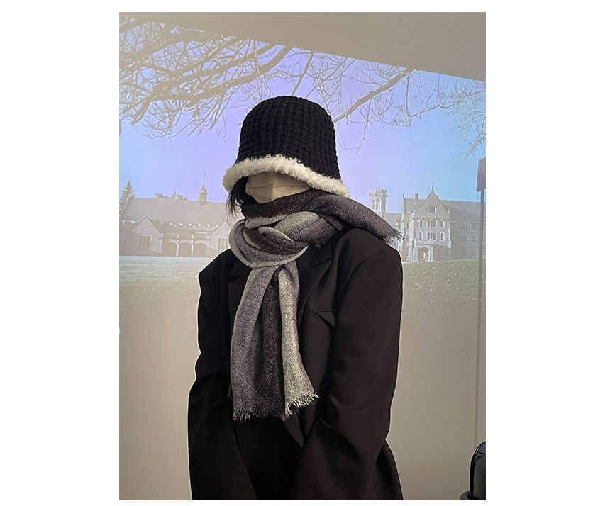 Fluffy Knit Trim Cloche Hat