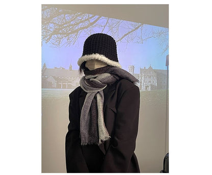 Fluffy Knit Trim Cloche Hat