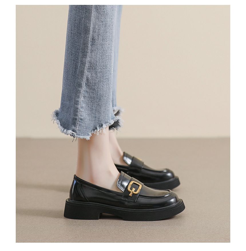 Metallic Buckle Platform Loafers