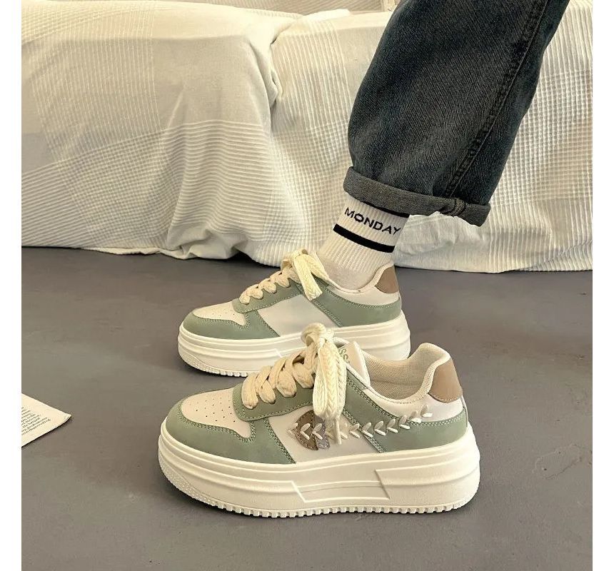 Platform Stitch Panel Sneakers