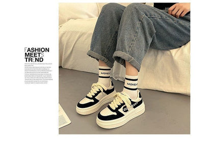 Platform Stitch Panel Sneakers