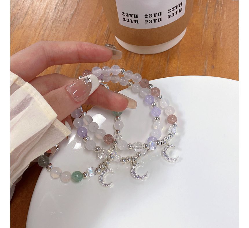 Rhinestone Bracelet Crystal Moon Faux Charm