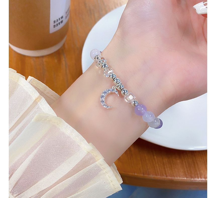 Rhinestone Bracelet Crystal Moon Faux Charm