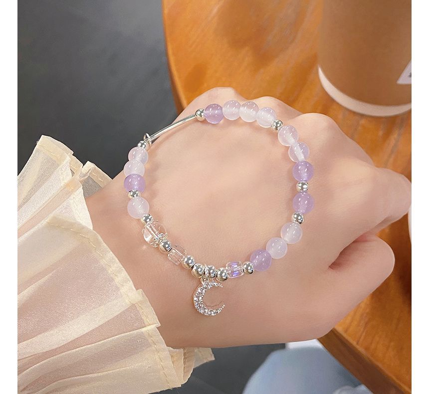 Rhinestone Bracelet Crystal Moon Faux Charm