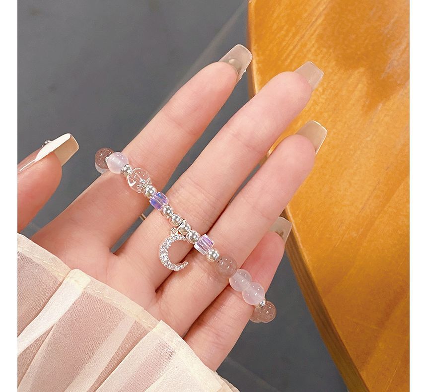 Rhinestone Bracelet Crystal Moon Faux Charm