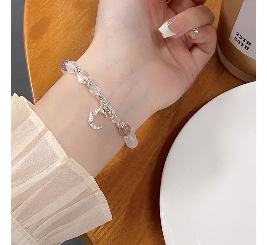 Rhinestone Bracelet Crystal Moon Faux Charm