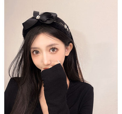 Headband Rhinestone Fluffy Bow
