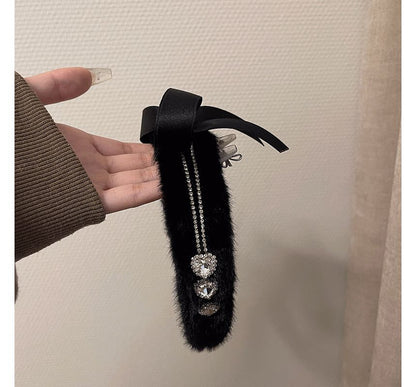 Headband Rhinestone Fluffy Bow