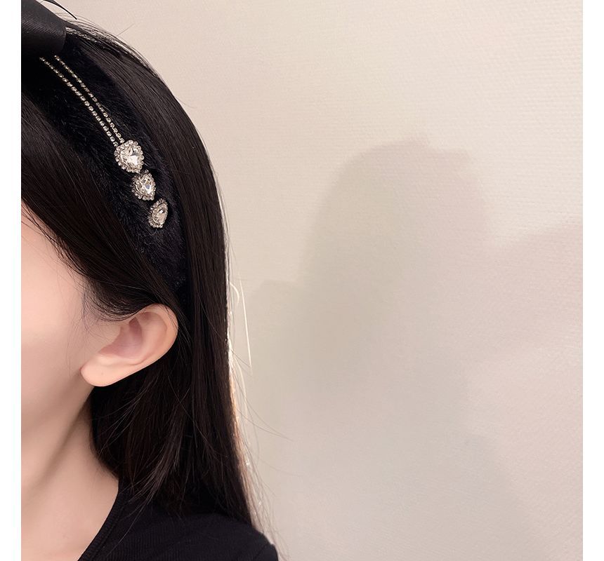 Headband Rhinestone Fluffy Bow