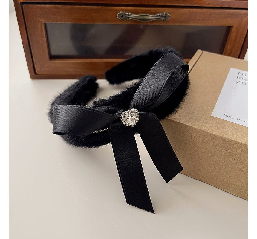 Headband Rhinestone Fluffy Bow