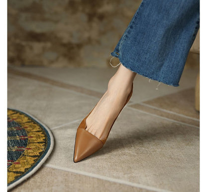 Suede Heel Pointed Kitten Faux Pumps