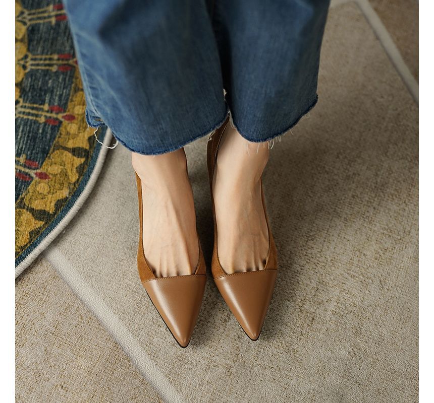 Suede Heel Pointed Kitten Faux Pumps