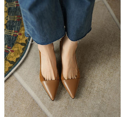 Suede Heel Pointed Kitten Faux Pumps