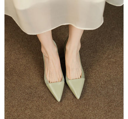 Suede Heel Pointed Kitten Faux Pumps