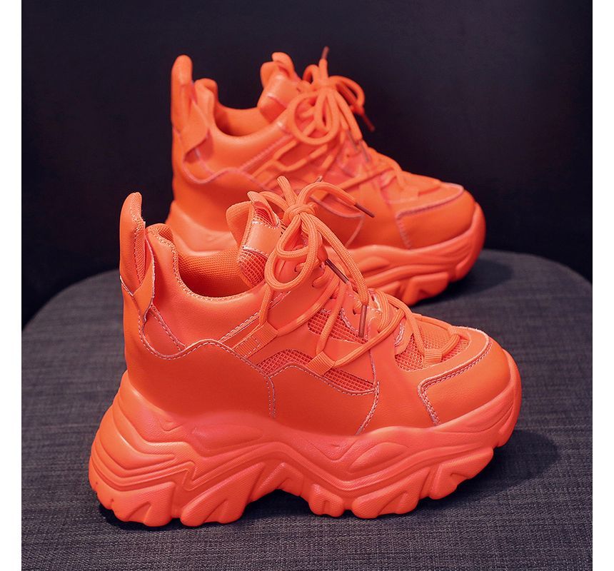 Sneakers Lace Wedge Platform Up Hidden