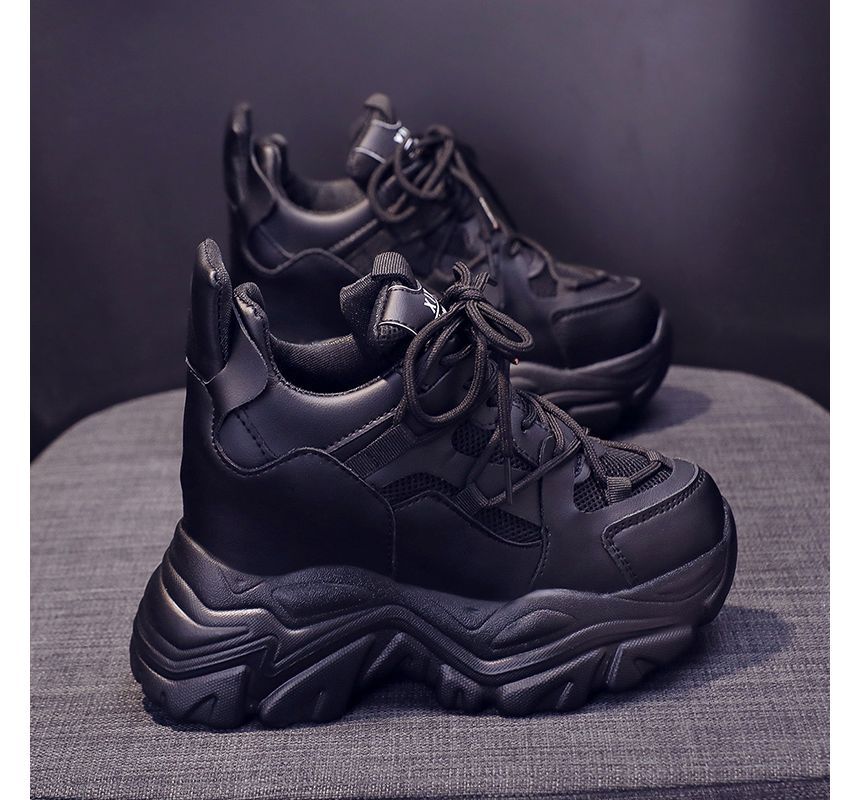 Sneakers Lace Wedge Platform Up Hidden