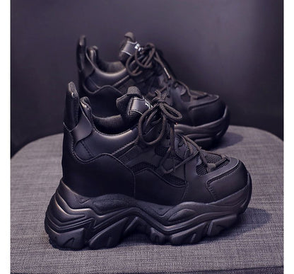 Sneakers Lace Wedge Platform Up Hidden