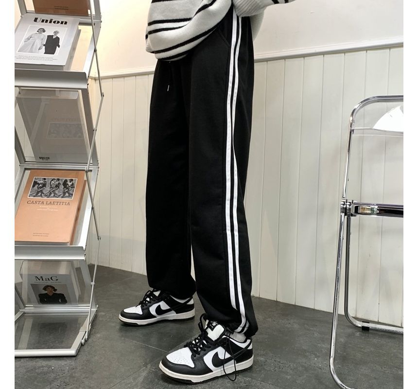 High Waist Striped Loose-Fit Wide-Leg Sweatpants