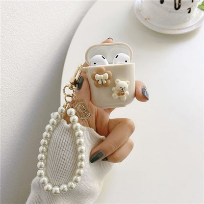 Case Skin Faux Floral Chain Earphone Pro Pearl / AirPods Bear