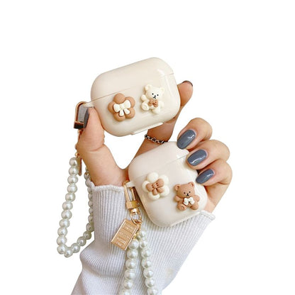 Case Skin Faux Floral Chain Earphone Pro Pearl / AirPods Bear