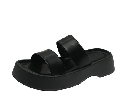 Platform Plain Slide Sandals