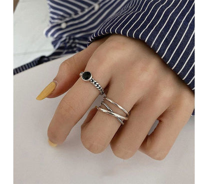 Rhinestone Alloy Open Ring / Layered Alloy Open Ring