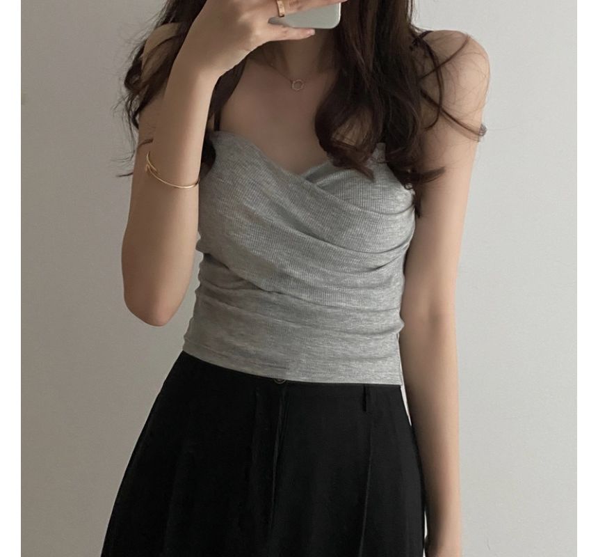 Sweetheart Neckline Plain Crop Camisole Top