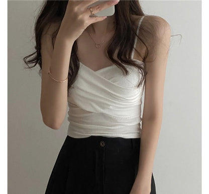 Sweetheart Neckline Plain Crop Camisole Top