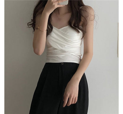 Sweetheart Neckline Plain Crop Camisole Top