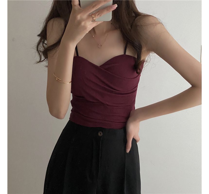 Sweetheart Neckline Plain Crop Camisole Top