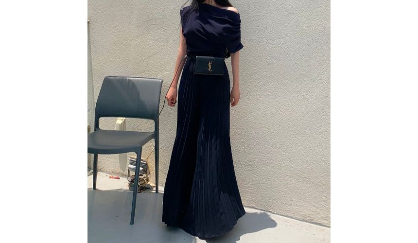 High Rise Pleated Plain Wide Leg Pants